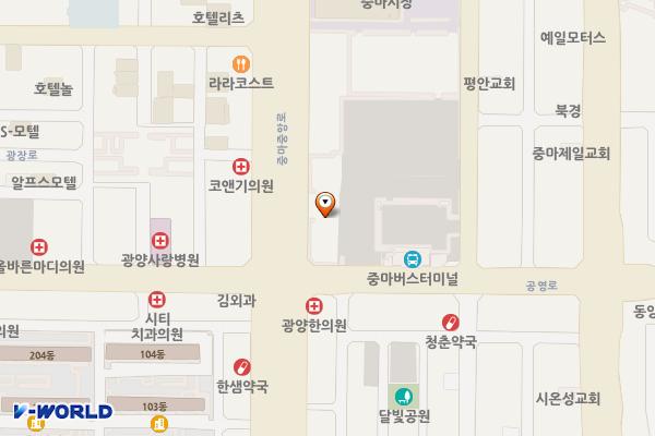 중마버스터미널 공영주차장 위치 지도 — 전남광주통합특별시 광양시 공영로 91