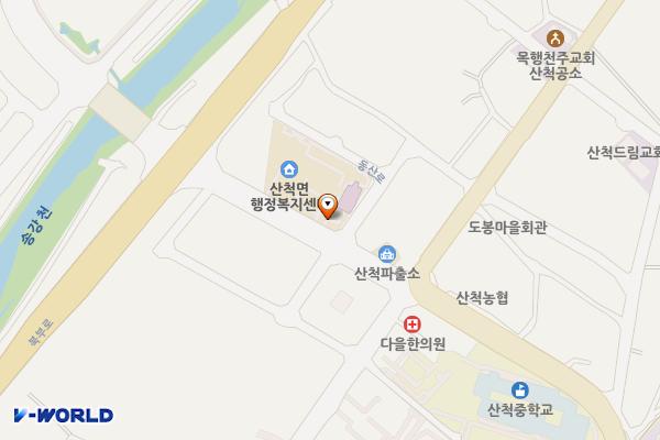 산척면사무소 위치 지도 — 충청북도 충주시 산척면 동산로 736