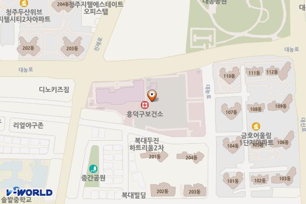 흥덕보건소 본관 위치 지도 — 충청북도 청주시 흥덕구 대농로 88