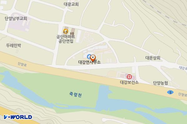단양군 대강면사무소 위치 지도 — 충청북도 단양군 대강면 대강로 74