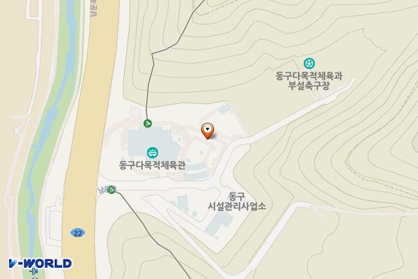 동구다목적체육관 제1주차장 위치 지도 — 전남광주통합특별시 동구 남문로 418-15