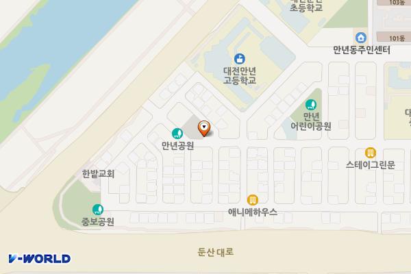 만년동 공영주차장 위치 지도 — 대전광역시 서구 만년동 74 