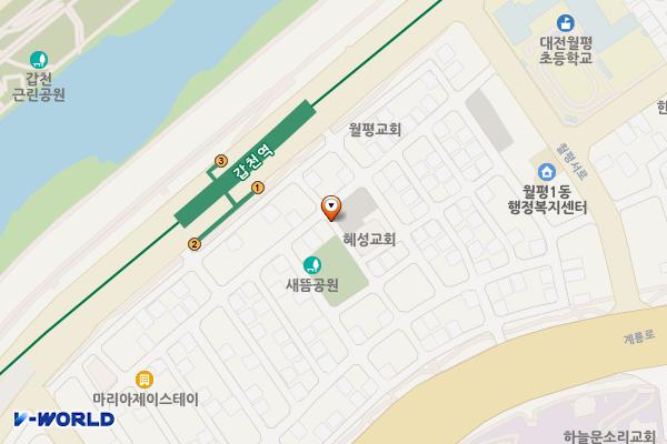 월평1동 공영주차장 위치 지도 — 대전광역시 서구 월평동 1275