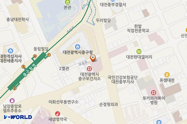 대전중구보건지소 위치 지도 — 대전광역시 중구 중앙로 100 (대흥동 499-1)