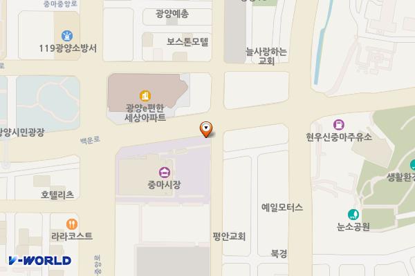중마상설시장 주차장 위치 지도 — 전남광주통합특별시 광양시 중동 1732-3