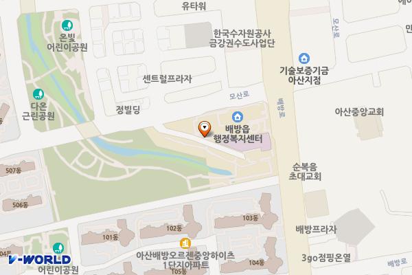 배방읍 행정복지센터 위치 지도 — 충청남도 아산시 배방읍 배방로 38