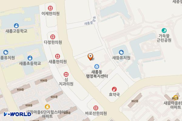 새롬동 복합커뮤니티 센터 위치 지도 — 세종특별자치시 새롬동 341-72