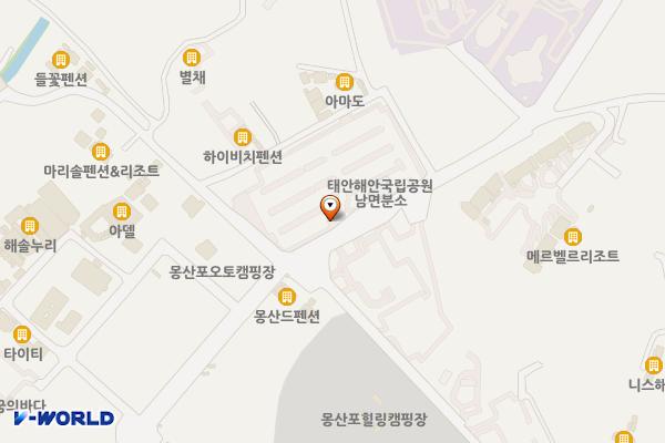 태안국립공원 몽산포 주차장 위치 지도 — 충청남도 태안군 남면 신장리 360