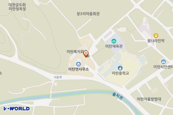 미탄면사무소 위치 지도 — 강원특별자치도 평창군 미탄면 청옥산1길 1