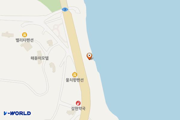 물치해안공원 주차장 위치 지도 — 강원특별자치도 양양군 강현면 물치리 7-5