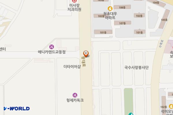 먹거리촌(청대로) 노상주차장 위치 지도 — 강원특별자치도 속초시 교동 990