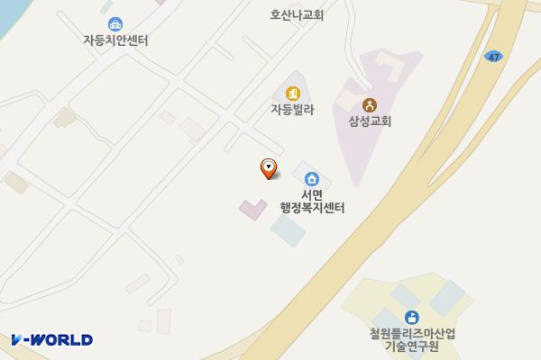 서면사무소 주차장 위치 지도 — 강원특별자치도 철원군 서면 신술2길 40