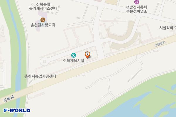 샘밭장터 농특산물전시판매장 위치 지도 — 강원특별자치도 춘천시 신북읍 율문리 935-173