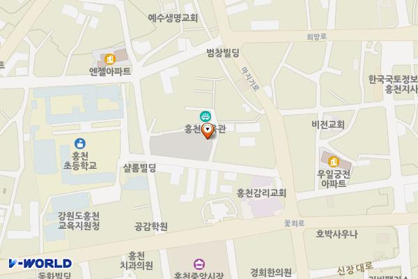 신장대리 공영주차장 위치 지도 — 강원특별자치도 홍천군 홍천읍 희망리 67-4