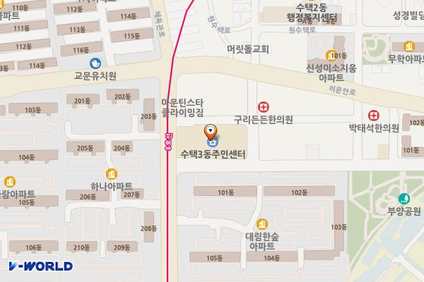 구리시 행정복지센터 위치 지도 — 경기도 구리시 체육관로 74