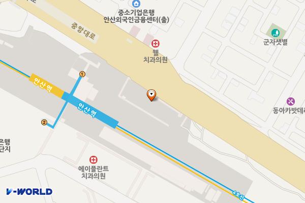 안산역환승주차장 위치 지도 — 경기도 안산시 단원구 원곡동 381-2