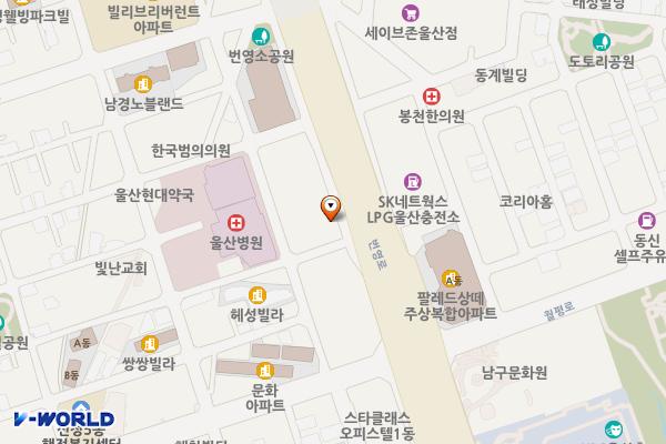 울산병원 앞 공영주차장 위치 지도 — 울산광역시 남구 신정동 34-80