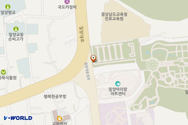밀양아리랑대공원 주차장 위치 지도 — 경상남도 밀양시 교동 556번지
