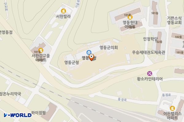 영동군청 위치 지도 — 충청북도 영동군 영동읍 동정로 1