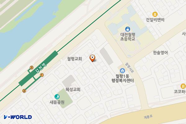 월평동공영주차장 위치 지도 — 대전광역시 서구 월평동 1184