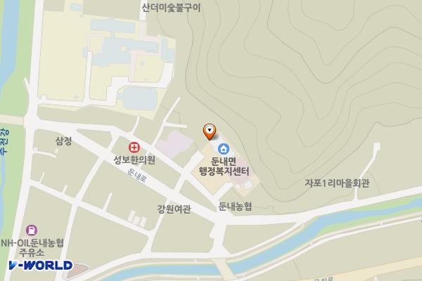 둔내면사무소 위치 지도 — 강원특별자치도 횡성군 둔내면 자포곡리 402