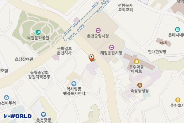 중앙시장 주차타워 위치 지도 — 강원특별자치도 춘천시 약사고개길 8-1