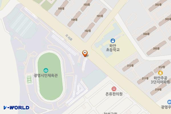 차량등록사업소 뒷편 주차장 위치 지도 — 경기도 광명시 오리로 701