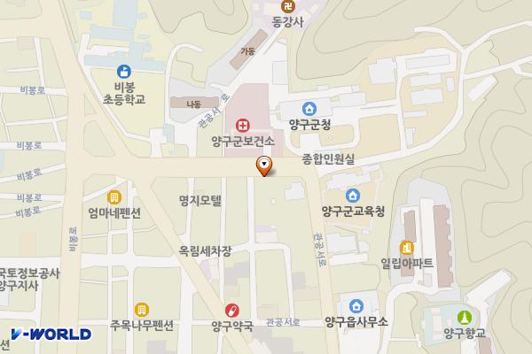 양구군청 민원인 주차장 위치 지도 — 강원특별자치도 양구군 양구읍 관공서로 38