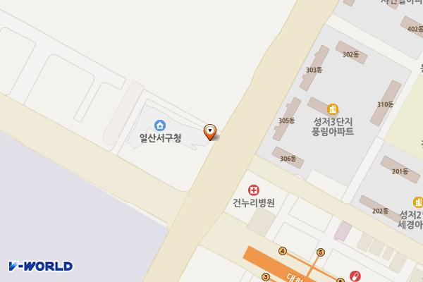 일산서구청 내  주차장 위치 지도 — 경기도 고양시 일산서구 중앙로 1600
