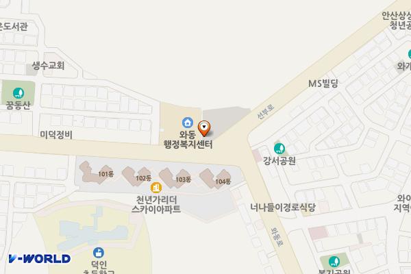 와동주민센터무료주차장(31호) 위치 지도 — 경기도 안산시 단원구 와동 94