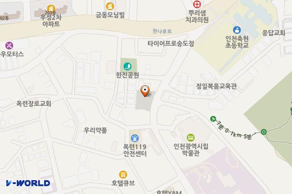 시립박물관주변 공영주차장 위치 지도 — 인천광역시 연수구 청량로 165