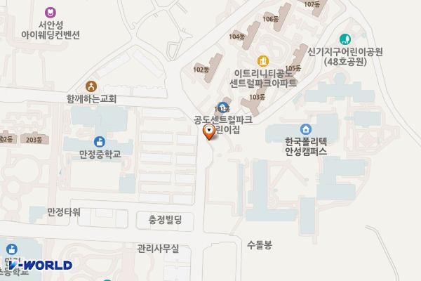 한국폴리텍대학 안성캠퍼스 위치 지도 — 경기도 안성시 공도읍 송원길 41-12