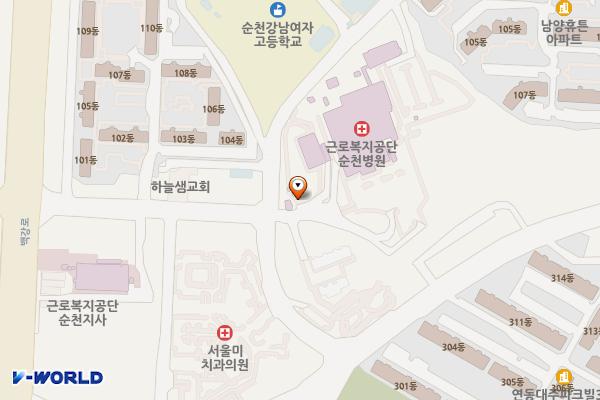 근로복지공단 순천병원 위치 지도 — 전남광주통합특별시 순천시 조례1길 24