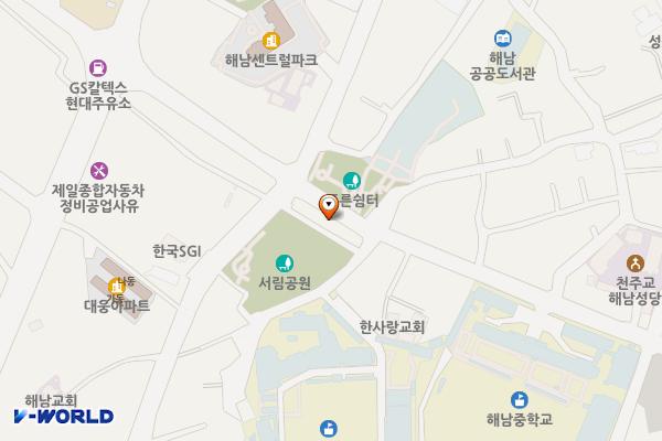 해남 서림공원 공영 주차장 위치 지도 — 전남광주통합특별시 해남군 해남읍 남외리 17