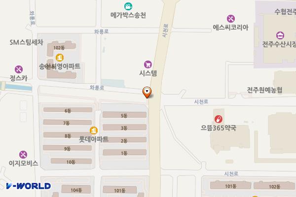 송천2동(시영)공영주차장 위치 지도 — 전북특별자치도 전주시 덕진구 송천동2가 1257