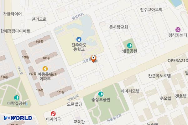 아중지구롯데APT옆공영주차장 위치 지도 — 전북특별자치도 전주시 덕진구 정언신로 151