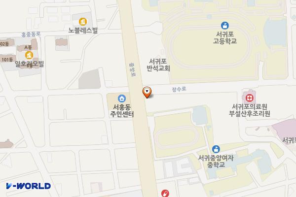 홍로공영주차장 위치 지도 — 제주특별자치도 서귀포시 동홍동 1480-6