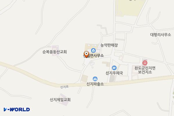 신지면사무소 주차장 위치 지도 — 전남광주통합특별시 완도군 신지면 신지로549번길 11 