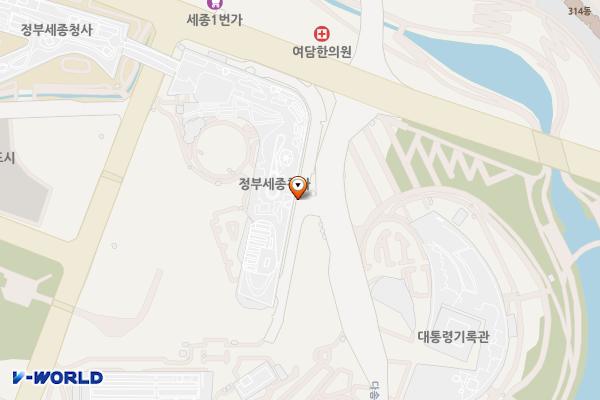 세종청사1동 국무조정실 위치 지도 — 세종특별자치시 다솜로 261