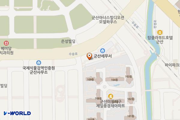 군산시 세무서 위치 지도 — 전북특별자치도 군산시 미장동 525