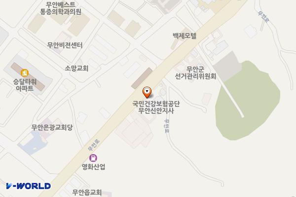 국민건강보험공단 무안신안지사 위치 지도 — 전남광주통합특별시 무안군 무안읍 무안로 458