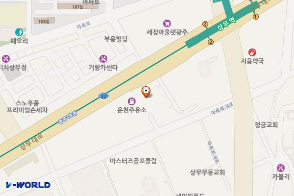 광주도시철도공사 위치 지도 — 전남광주통합특별시 서구 상무대로 760