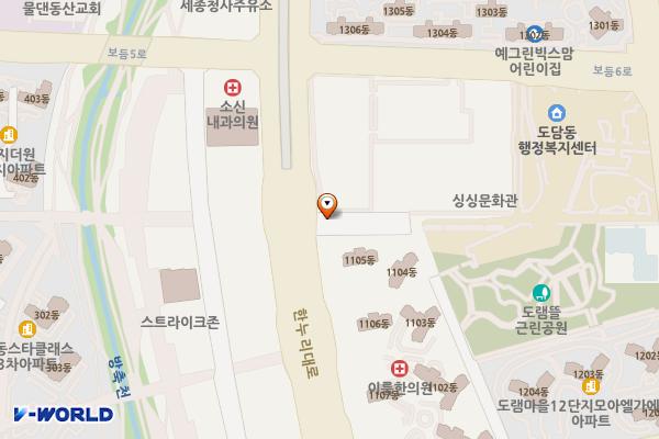 도담동 싱싱장터주차장 위치 지도 — 세종특별자치시 보듬6로 16