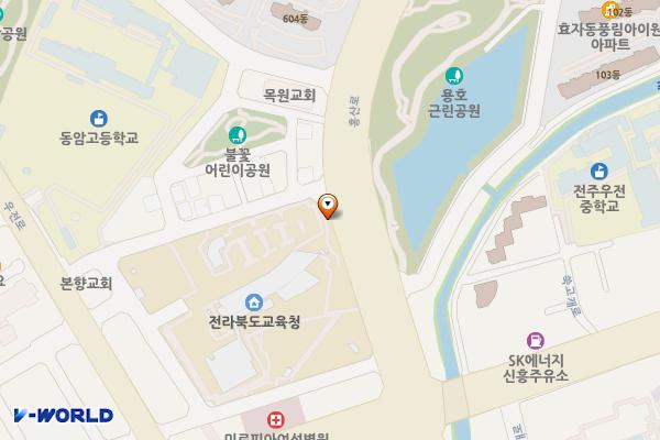 전라북도교육청 위치 지도 — 전북특별자치도 전주시 완산구 홍산로 111