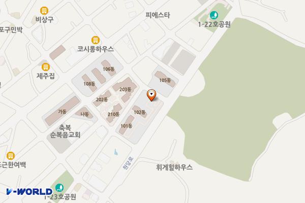 한국중부발전㈜ 제주화력본부 사택 위치 지도 — 제주특별자치도 제주시 삼양1동 1637-1