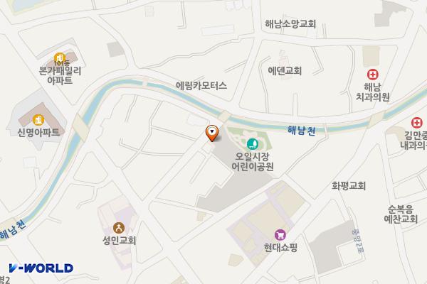해남 5일시장 주차장 1 위치 지도 — 전남광주통합특별시 해남군 해남읍 남외리 113-1