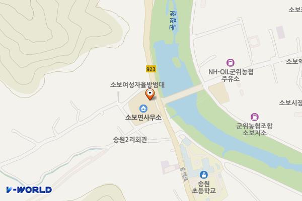 소보면사무소 주차장 위치 지도 — 대구광역시 군위군 소보면 송백로 1415