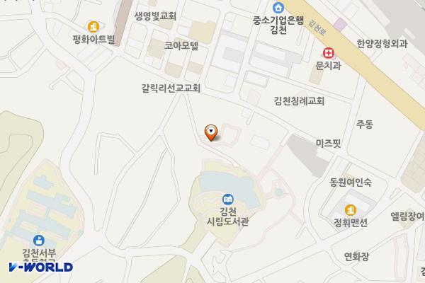 시립도서관 주차장 위치 지도 — 경상북도 김천시 평화동 374-1