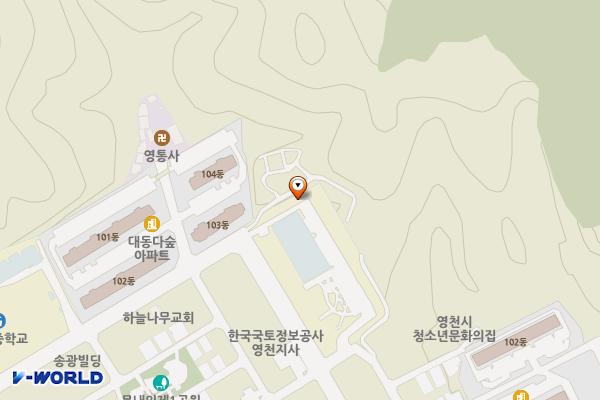영천시립도서관 부설주차장 위치 지도 — 경상북도 영천시 문외동 245-3