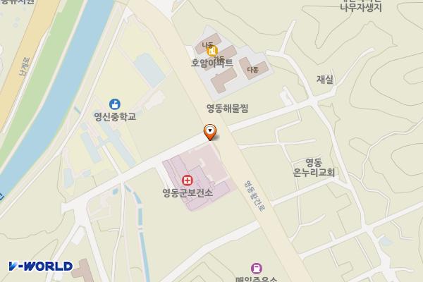 영동군보건소 주차장 위치 지도 — 충청북도 영동군 영동읍 매천리 444-1
